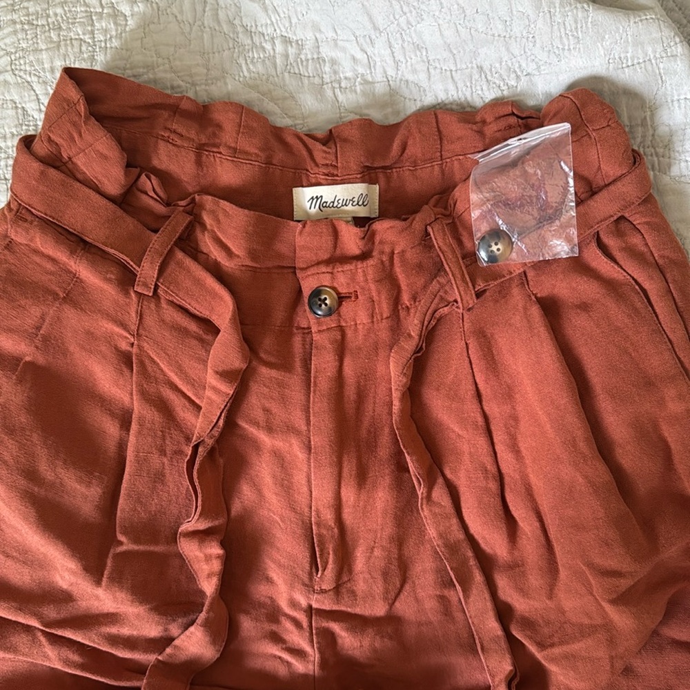 Madewell 4 Orange Linen Blend Paperbag Pants